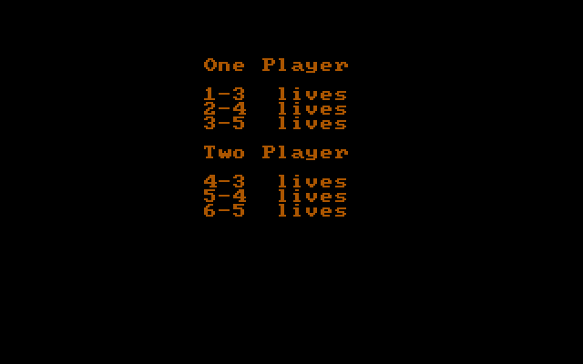 Changes IBM PC/Compatibles Screenshot: Select a game option.
