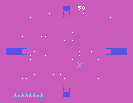 Astromania TI-99/4A Screenshot: Crash! I was hit...