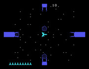 Astromania for TI-99/4A - Game start; don't get hit by asteroids!