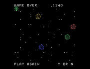 Astromania for TI-99/4A - Game over.