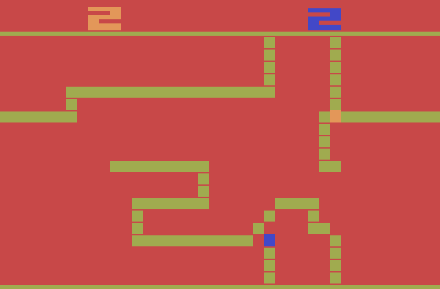 Surround Atari 2600 Screenshot: With some game variations there are no side walls so you can wrap around the screen.