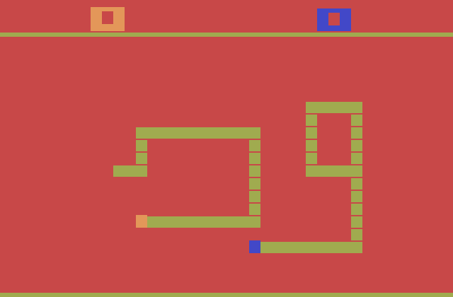 Surround Atari 2600 Screenshot: Try to trap your opponent.