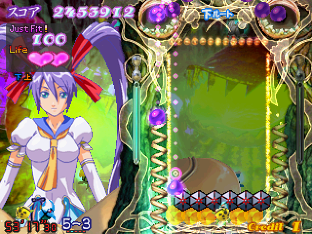 Puzzle! Mushihimetama Arcade Screenshot: Hmm, this is an interesting puzzle to solve...