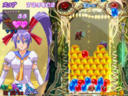 Puzzle! Mushihimetama for Arcade - On this round the gold blocks get in the way...