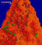 Krull for Arcade - Collect the pieces of your weapon, but avoid all of those boulders!