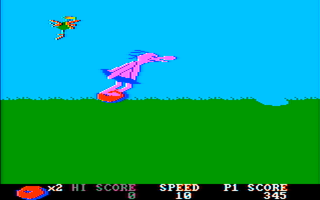 BC's Quest for Tires IBM PC/Compatibles Screenshot: Jump over holes in the ground, and later that bird will help you...
