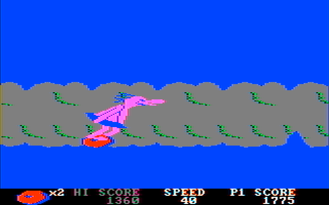 BC's Quest for Tires IBM PC/Compatibles Screenshot: Jump or duck obstacles in the cave.