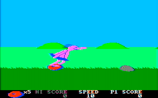 BC's Quest for Tires IBM PC/Compatibles Screenshot: Game start; here comes a rock to jump over!