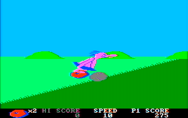 BC's Quest for Tires IBM PC/Compatibles Screenshot: Going uphill, jumping over a boulder...