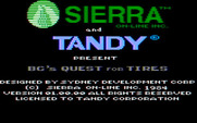 BC's Quest for Tires for IBM PC/Compatibles - Title screen (Tandy licensed release).