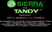 BC's Quest for Tires for IBM PC/Compatibles - Title screen (Tandy licensed release).