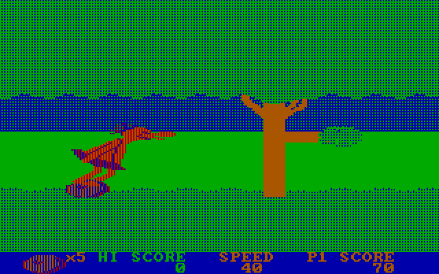 BC's Quest for Tires IBM PC/Compatibles Screenshot: Duck under the tree limbs...