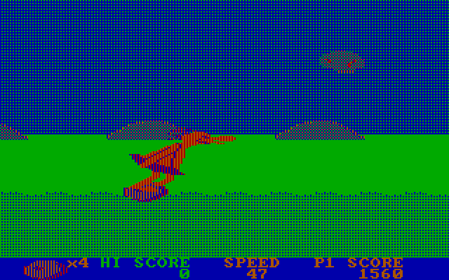 BC's Quest for Tires IBM PC/Compatibles Screenshot: Avoid the boulders thrown at you by the volcano.