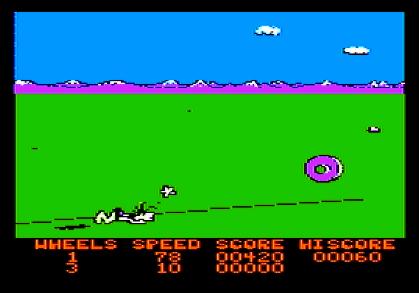 BC's Quest for Tires Apple II Screenshot: Crash! I didn't time my jump well...