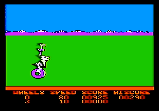 BC's Quest for Tires Apple II Screenshot: The bird carries me across the lava...