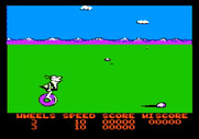 BC's Quest for Tires for Apple II - Game start; here comes a rock to jump over!