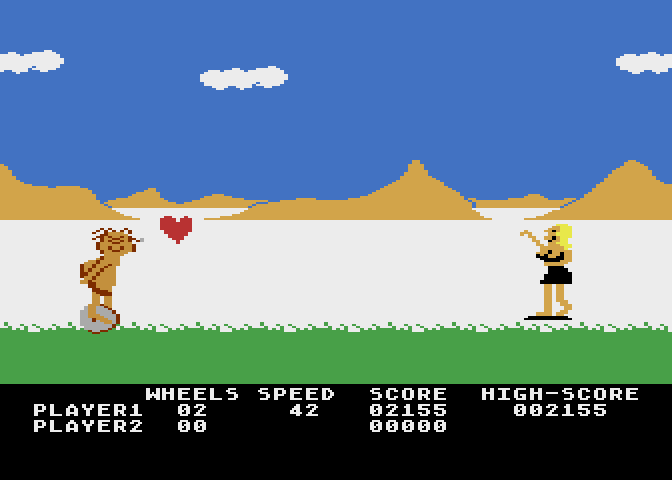 BC's Quest for Tires Atari 8-bit Screenshot: Level complete!