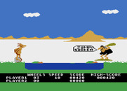 BC's Quest for Tires for Atari 8-bit - Time your jumps carefully when crossing this river...