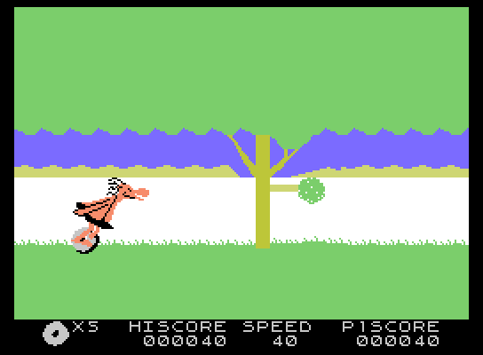 BC's Quest for Tires ColecoVision Screenshot: The second stage; duck under the tree branches!