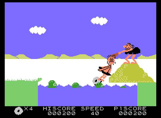 BC's Quest for Tires ColecoVision Screenshot: Smack! That hurts...