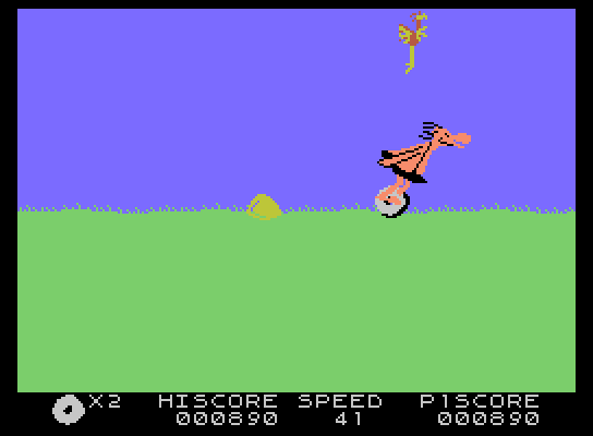 BC's Quest for Tires ColecoVision Screenshot: Timing is critical to get the doko bird to help you across the volcano...
