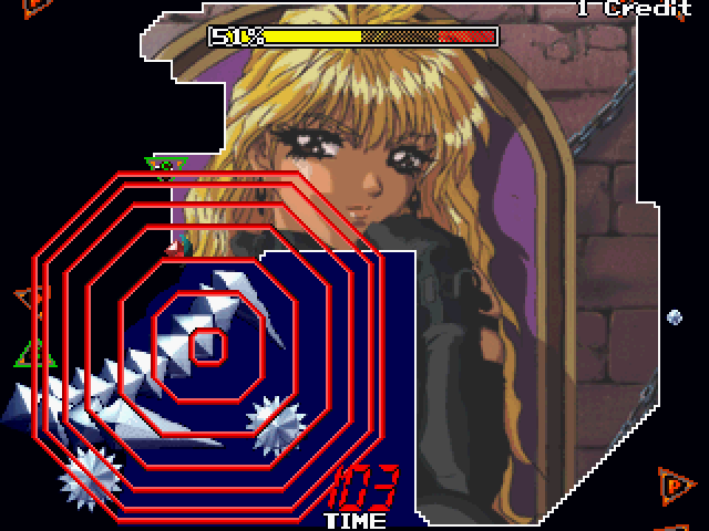 Gals Panic S: Extra Edition Arcade Screenshot: There are unique dangers to avoid on each stage...