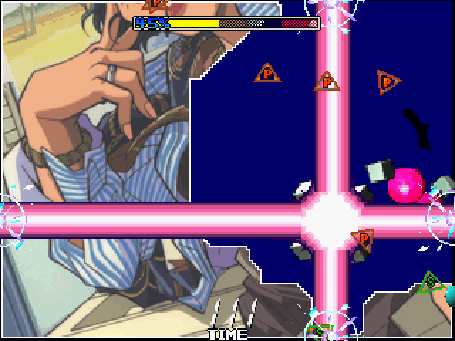Gals Panic S: Extra Edition Arcade Screenshot: This giant laser attack is deadly, be sure to dodge it!