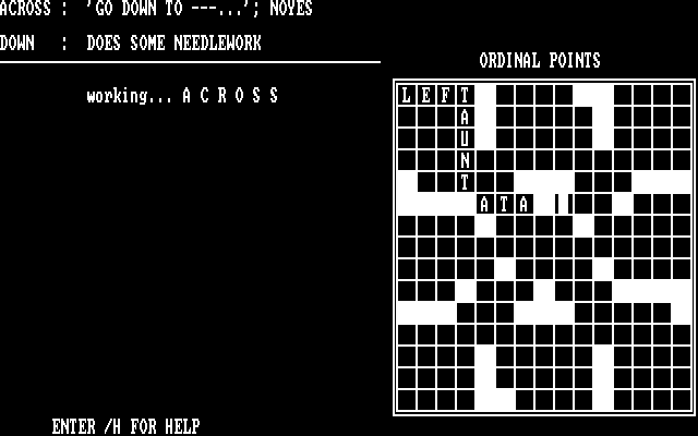 New York Times Crossword Puzzles: Volume III, The IBM PC/Compatibles Screenshot: Filling in a few words...