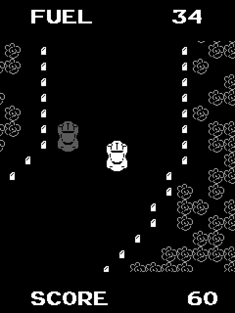 Super Bug Arcade Screenshot: Avoiding another car obstacle...