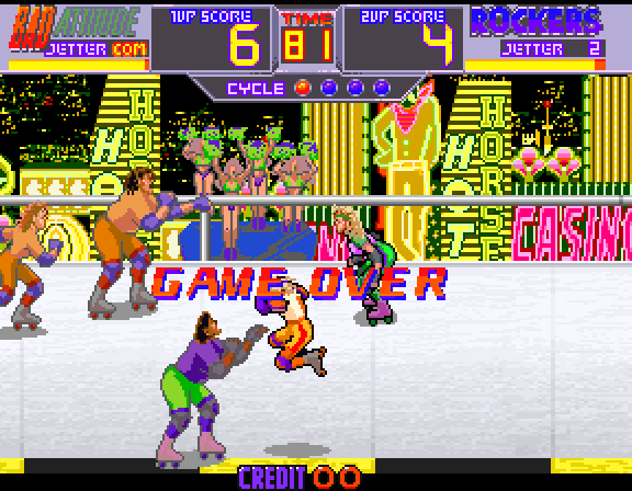 Rollergames Arcade Screenshot: Game attract mode.