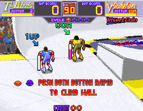 Rollergames Arcade Screenshot: The game offers a few pointers...