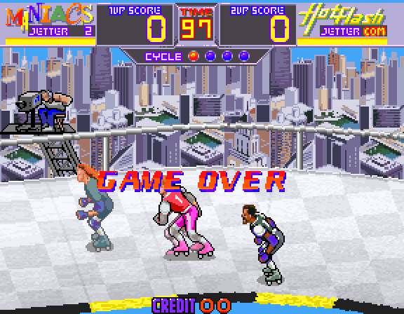 Rollergames Arcade Screenshot: Game attract mode.