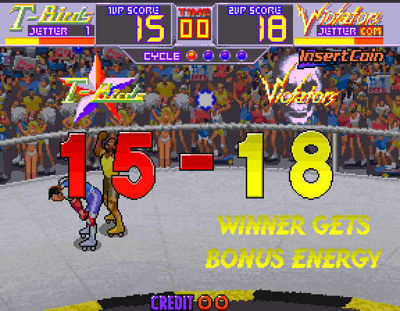 Rollergames Arcade Screenshot: Player 2 wins this round...