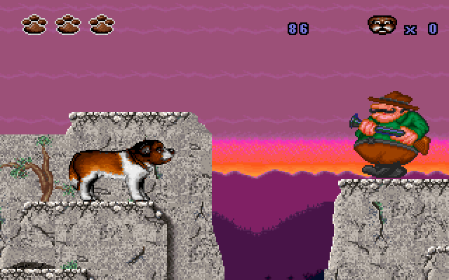 Beethoven: The Ultimate Canine Caper! IBM PC/Compatibles Screenshot: There are a lot more gaps to cross as the game progresses...