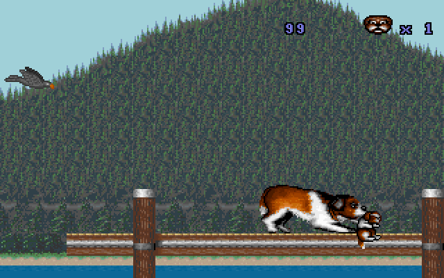 Beethoven: The Ultimate Canine Caper! IBM PC/Compatibles Screenshot: Pup located, now to get back home again!