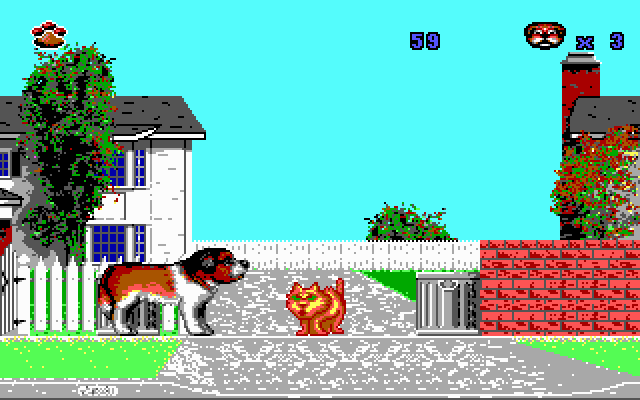 Beethoven: The Ultimate Canine Caper! IBM PC/Compatibles Screenshot: Here's a cat you'll have to get past...