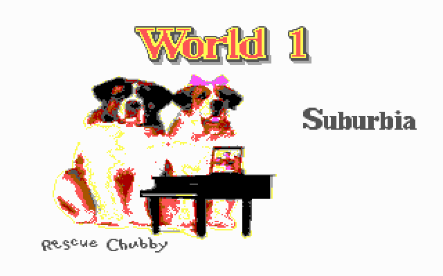 Beethoven: The Ultimate Canine Caper! IBM PC/Compatibles Screenshot: Ready to begin World 1?