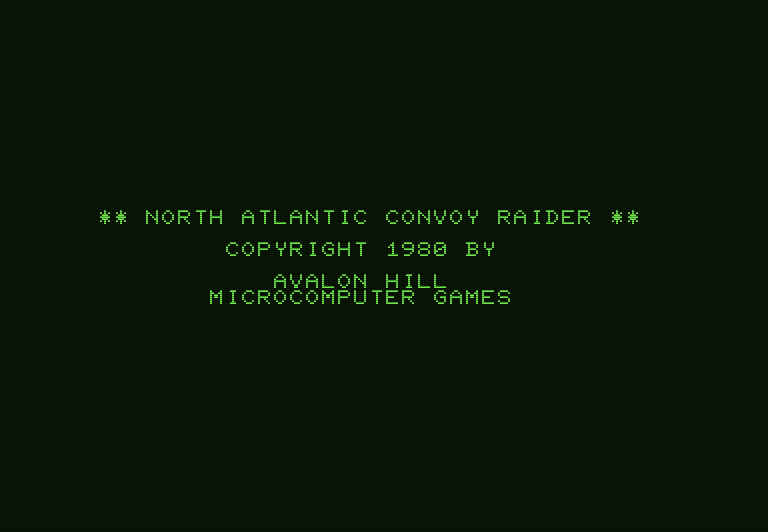 North Atlantic Convoy Raider Commodore PET Screenshot: Title screen.