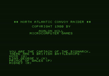North Atlantic Convoy Raider for Commodore PET - The game begins.