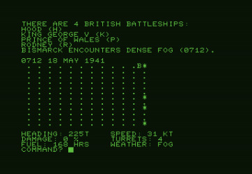 North Atlantic Convoy Raider for Commodore PET - Enter your command.