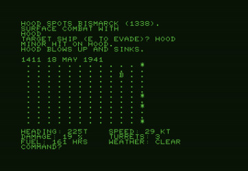 North Atlantic Convoy Raider for Commodore PET - Hood blows up and sinks...