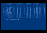 Planet Miners for Atari 8-bit - First, let's check out the travel times...