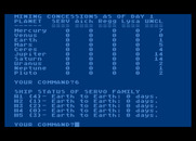 Planet Miners for Atari 8-bit - Mining concessions as of day 1...and the ship status.