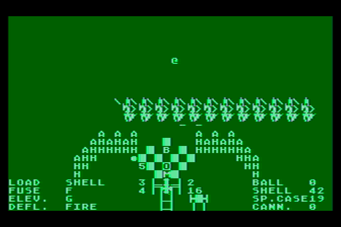 Guns of Fort Defiance Atari 8-bit Screenshot: The enemy forces have almost reached my fort!