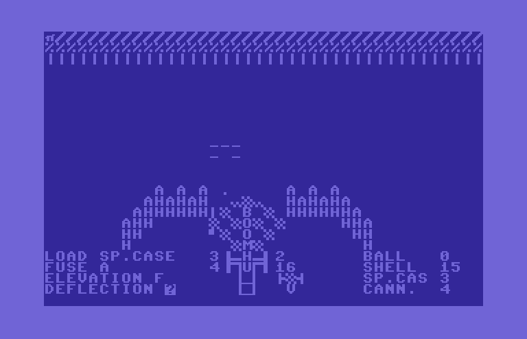 Guns of Fort Defiance Commodore 64 Screenshot: Boom! Firing a shot...