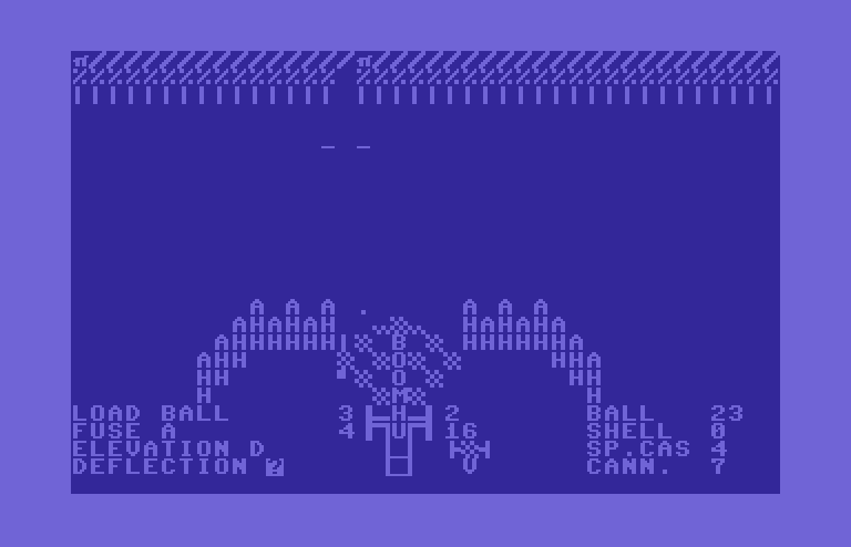 Guns of Fort Defiance Commodore 64 Screenshot: Another projectile launched...