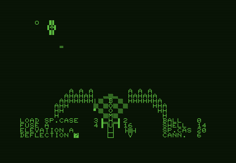 Guns of Fort Defiance Commodore PET Screenshot: Boom! A shot fired...
