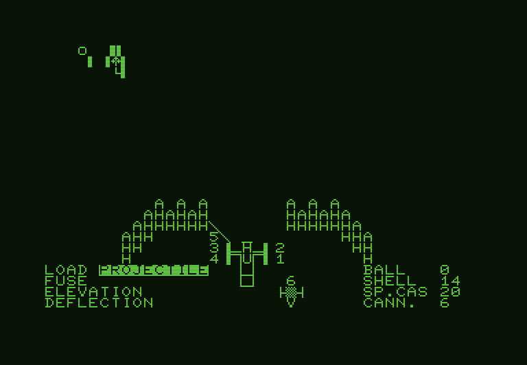 Guns of Fort Defiance Commodore PET Screenshot: The battle begins!