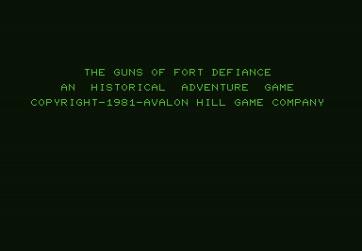 Guns of Fort Defiance for Commodore PET - Title screen.