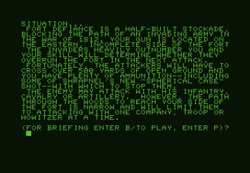 Guns of Fort Defiance for Commodore PET - Here's the situation...